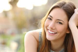 Girl smiling with perfect smile and white teeth