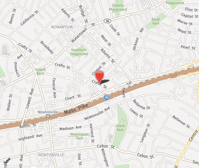 Location Map: 29 Crafts St. Newton, MA 02458